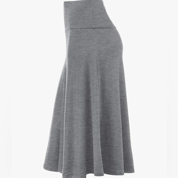 Women's Solid Ombre Lightweight Flare Midi Pull On Closure Skirt -d.grey 1105 - Picture 2 of 6